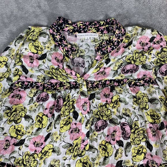 Jane + Delancey Womens M Floral Ruffle Hi Low Long Sleeve Blouse Top Medium - Picture 2 of 11